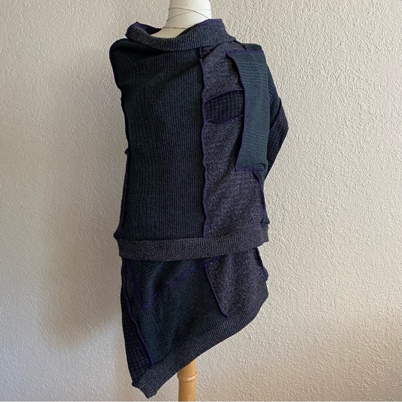 Up-cycled Sweater  Patchwork Wrap /Shawl - Picture 3 of 14